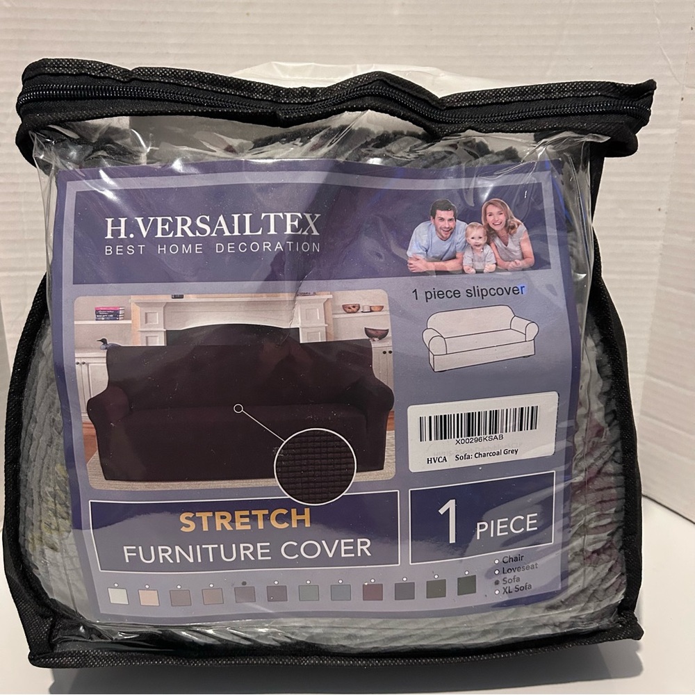H. Versailtex Charcoal Gray 1 piece Stretch Sofa Cover